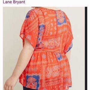 NWT Lane Bryant 14/16 Vibrant Red and Blue Blouse